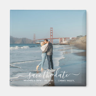 Modern Elegant Calligraphy Save The Date Wedding M Magnet