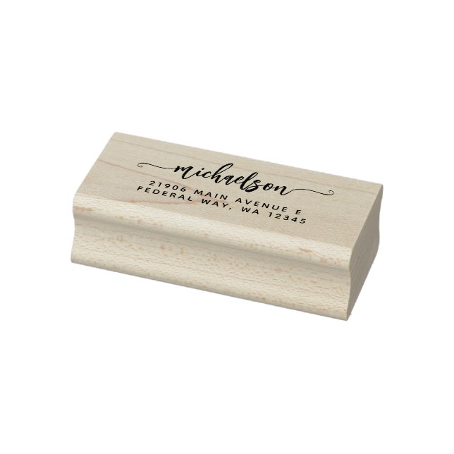 Modern Elegant Calligraphy Script Last Name Rubber Stamp (Stamp)