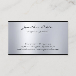 Modern Elegant Calligraphy Script Silver Top Plain Business Card