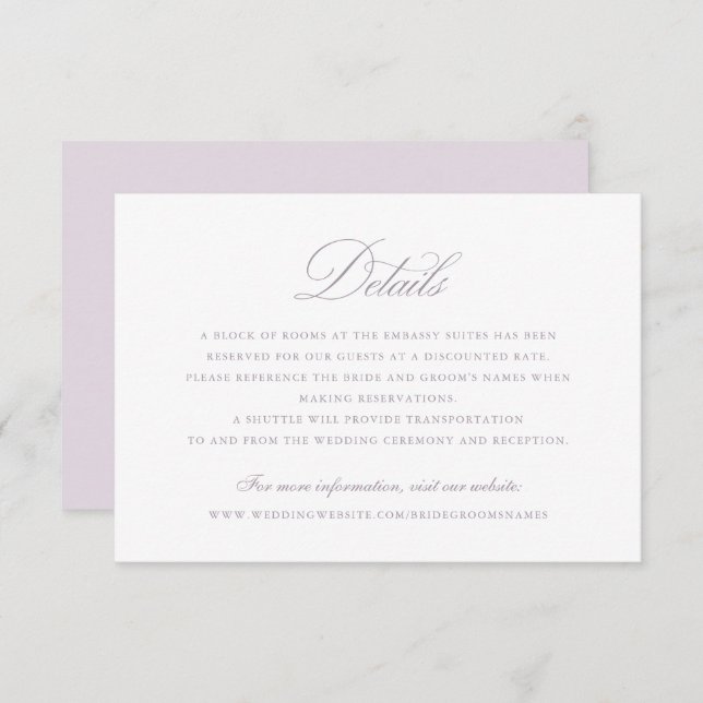 Modern Elegant Calligraphy Script Wedding Details Invitation (Front/Back)