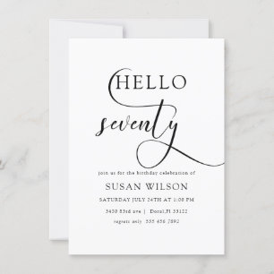 Modern Elegant Calligraphy Seventieth Birthday Invitation