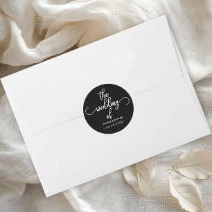 Modern Elegant Calligraphy The Wedding Of Black Classic Round Sticker