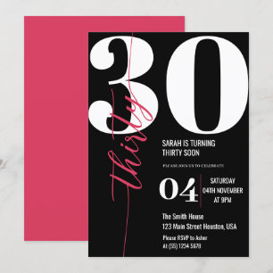 Modern Elegant Calligraphy Thirty 30th Birthday Invitation