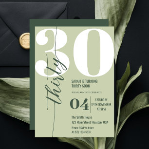 Modern Elegant Calligraphy Thirty 30th Birthday Invitation