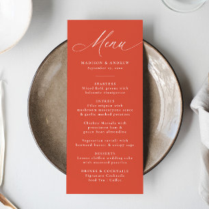 Modern Elegant Calligraphy Verona Sunset Wedding Menu