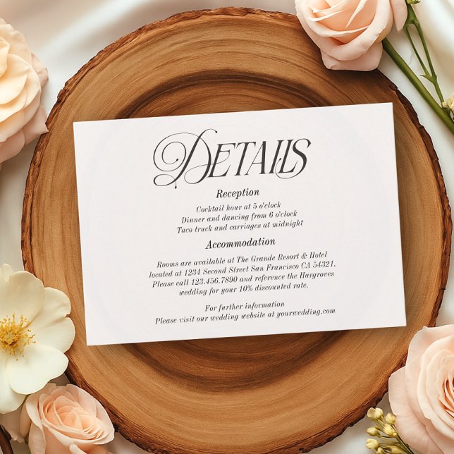 Modern Elegant Calligraphy Wedding Details RSVP Card (Creator Uploaded)