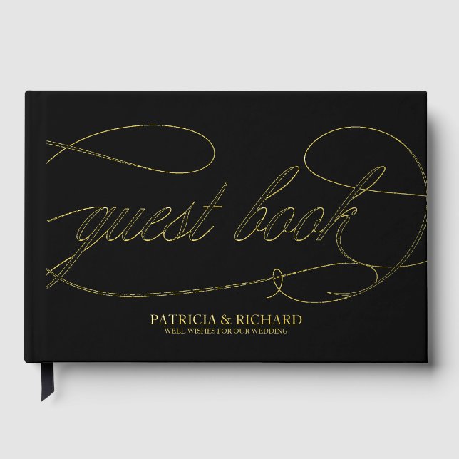Modern Elegant Calligraphy Wedding Guest Book (Front)