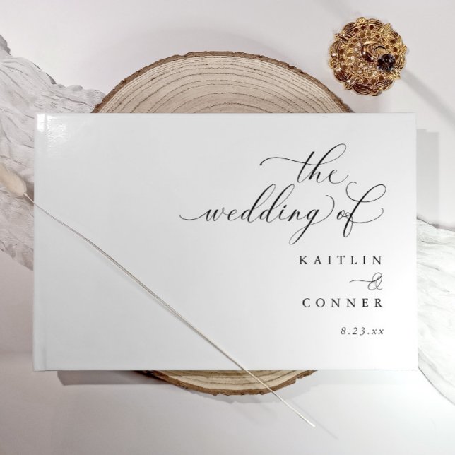 Modern Elegant Calligraphy Wedding Guest Book (Elegant Wedding guest book with modern calligraphy. Simple modern and elegant)