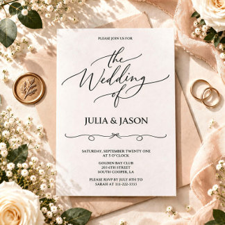 Modern Elegant Calligraphy Wedding Invitation