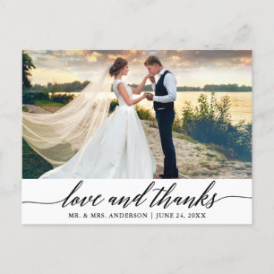 Modern Elegant Calligraphy Wedding Love and Thanks Postcard
