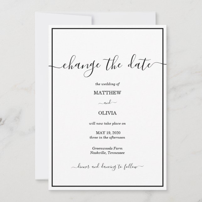 Modern Elegant Calligraphy Wedding Save The Date (Front)