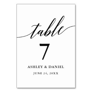 Modern Elegant Calligraphy Wedding Table Number