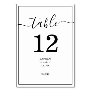 Modern Elegant Calligraphy Wedding Table Number