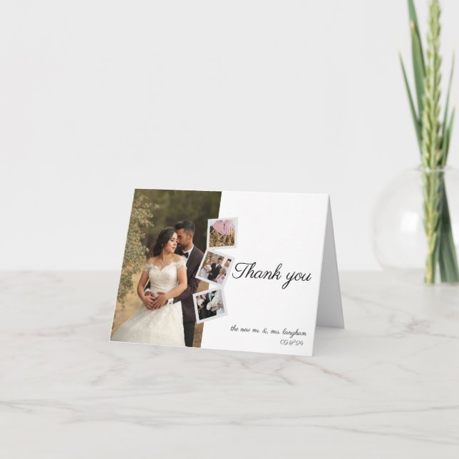 Modern elegant calligraphy wedding Thank You Card (Front)