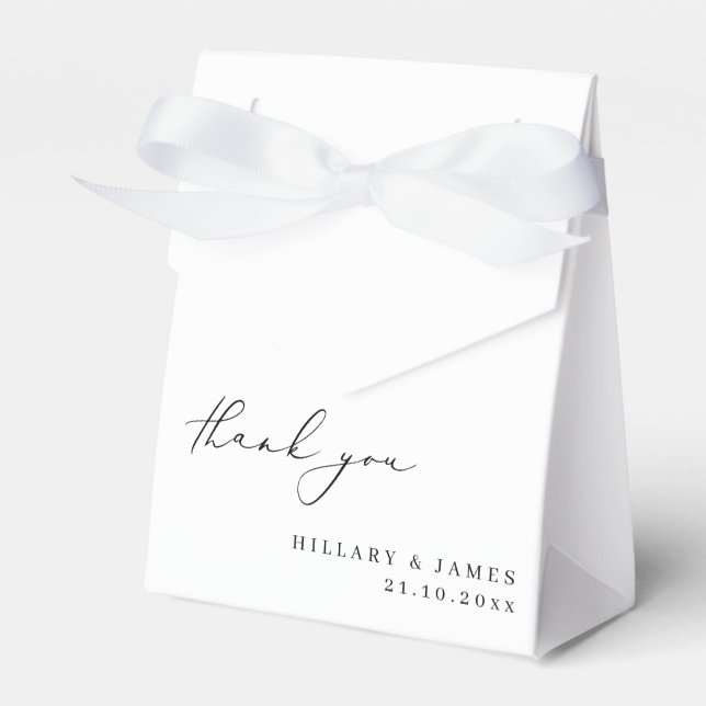 Modern Elegant Calligraphy Wedding thank you Favor Box (Front Side)