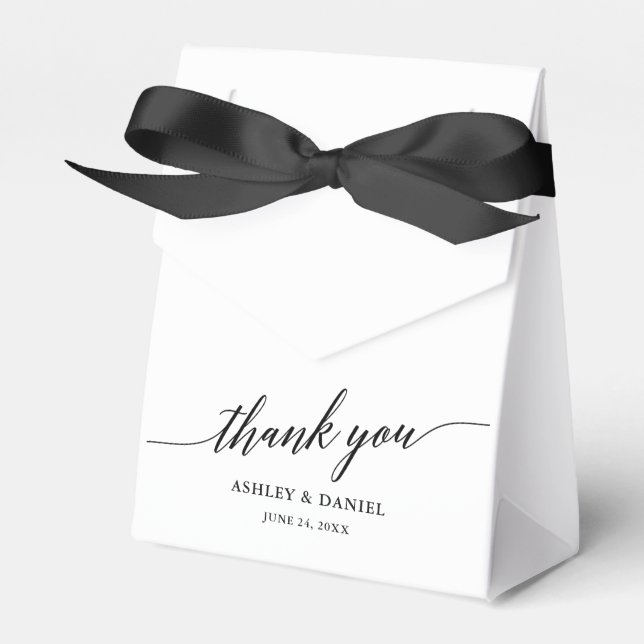 Modern Elegant Calligraphy Wedding Thank You Favor Box (Front Side)