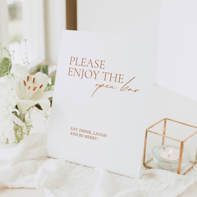 Modern Elegant Calligraphy White Open Bar  Pedestal Sign (Creator Uploaded)