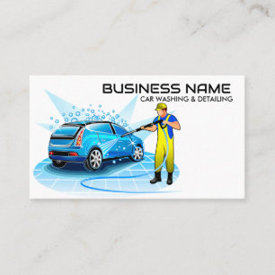 Modern Elegant   Car Wash & Auto Detailing QR Code Business Card