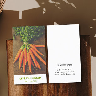 Modern Elegant Carrots Photo Nutritionist Business Card
