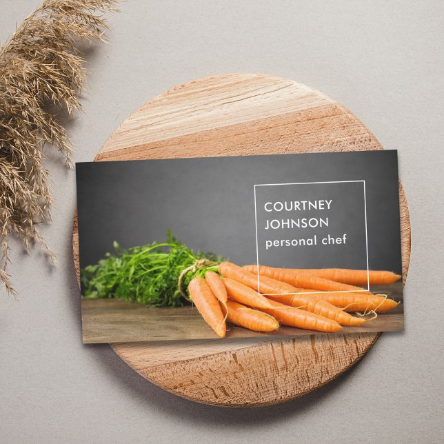 Modern Elegant Carrots Photo Personal Chef Business Card (Creator Uploaded)