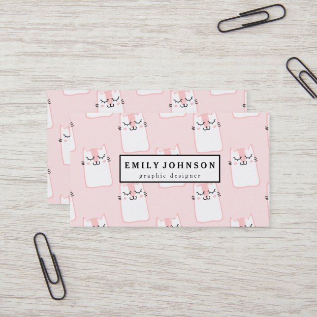 Modern elegant cats pattern customized business card (Front/Back In Situ)