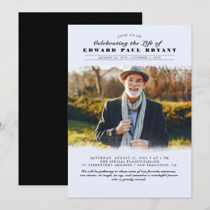 Modern Elegant Celebration of Life Funeral Photo Invitation