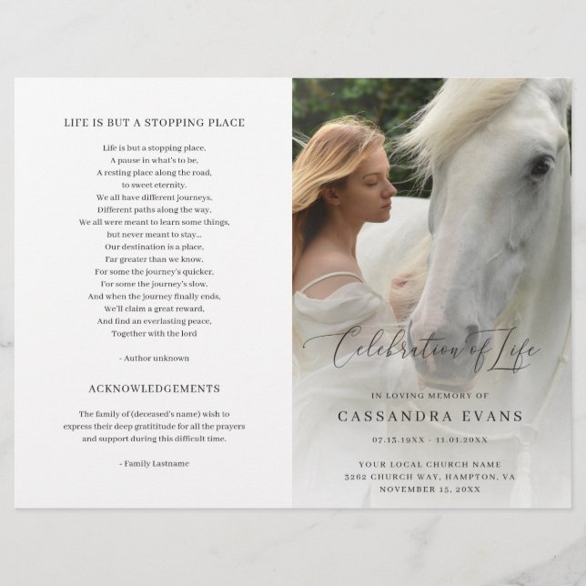 Modern Elegant Celebration of Life Program (Front)