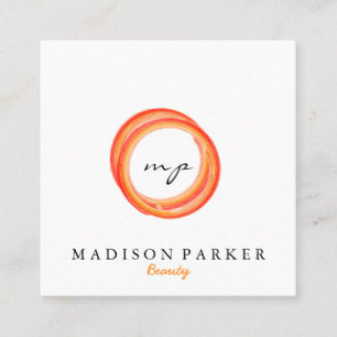 Modern Elegant Champagne Abstract Beauty Stylist Square Business Card