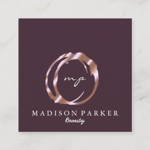 Modern Elegant Champagne Abstract Beauty Stylist Square Business Card