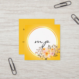 Modern Elegant Champagne Abstract Beauty Stylist Square Business Card