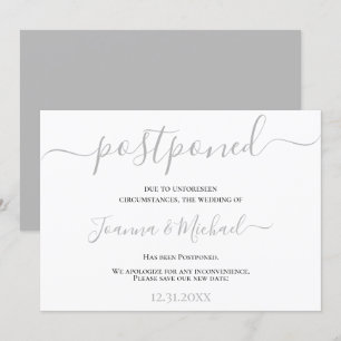 Modern Elegant Change of Plans Postponed Wedding Invitation