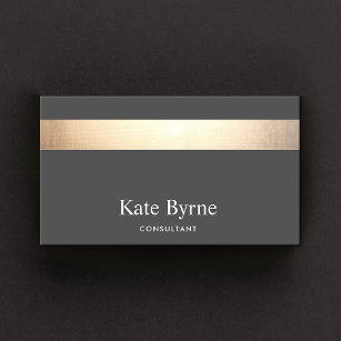 Modern Elegant Charcoal Grey Gold Stripe Business Card
