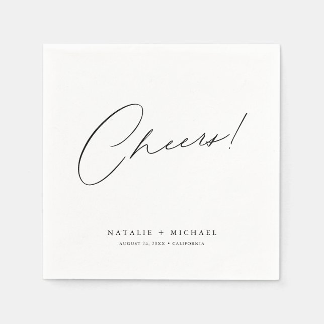 Modern Elegant Cheers Personalized Custom Wedding Napkin (Front)