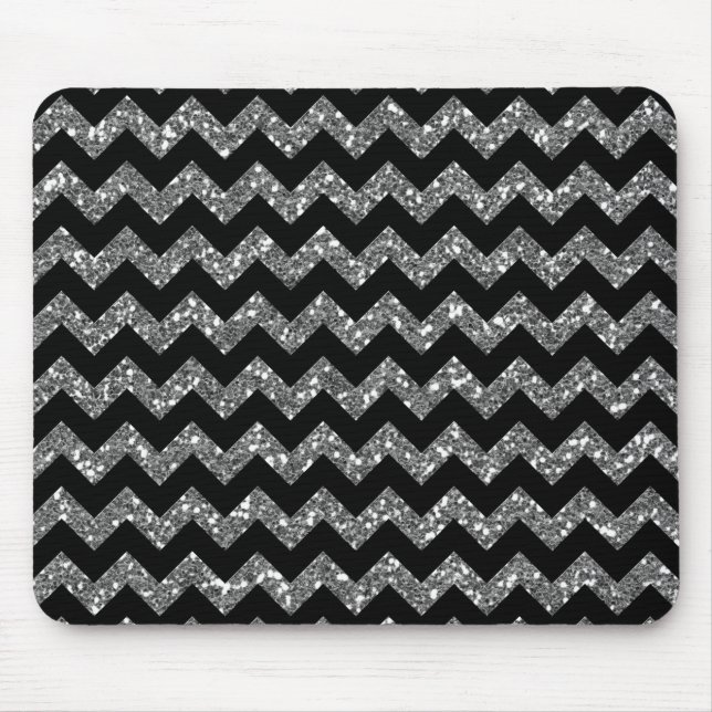 Modern Elegant Chevrons on Black Mouse Pad (Front)