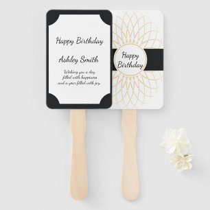 Modern elegant chic black and gold sweet 16 hand fan
