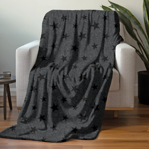 Modern Elegant Chic Black Star Pattern Fleece Blanket