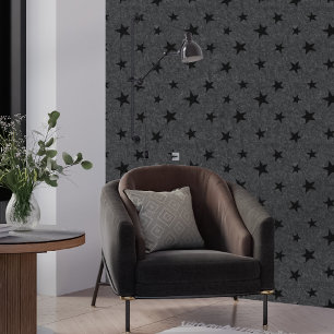 Modern Elegant Chic Black Star Pattern  Wallpaper