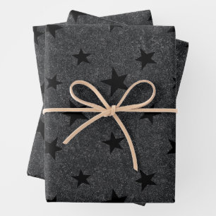 Modern Elegant Chic Black Star Pattern  Wrapping Paper Sheet