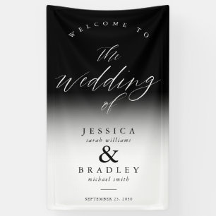Modern Elegant Chic Black White Wedding Welcome Banner
