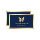 Modern Elegant Chic Blue Gold Foil Butterfly
