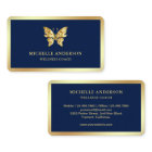 Modern Elegant Chic Blue Gold Foil Butterfly
