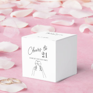 Modern elegant chic cheers to 21 birthday party  favor box