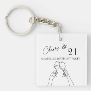 Modern elegant chic cheers to 21 birthday party  keychain