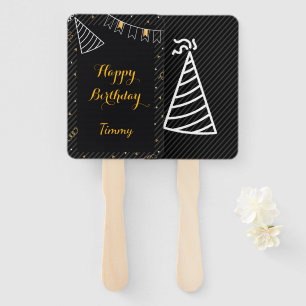 Modern elegant chic cone striped back Birthday Hand Fan