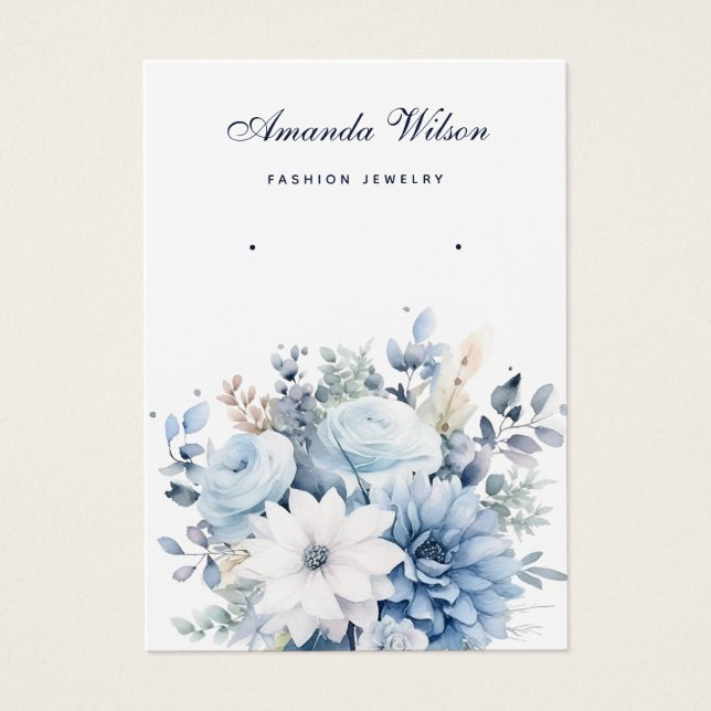 Modern elegant chic floral earring display card (Front)