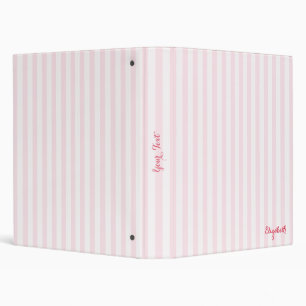 Modern Elegant Chic Girly Pink Stripes Monogrammed Binder