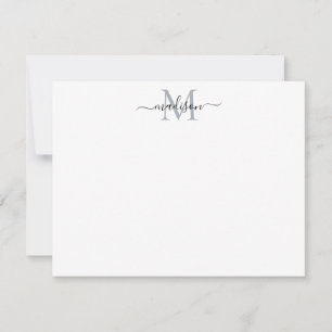 Modern Elegant Chic Girly Script Monogram Grey Card