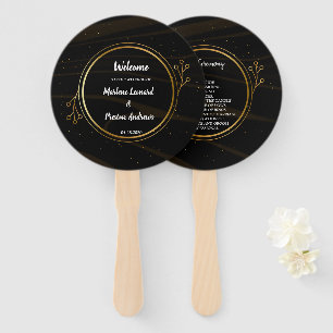 Modern Elegant Chic  gold  Light   Wedding Program Hand Fan