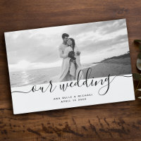 Modern Elegant Chic Handwritten Photo Wedding