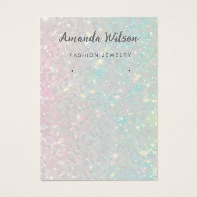 Modern Elegant chic hologram earring Display Card  (Front)